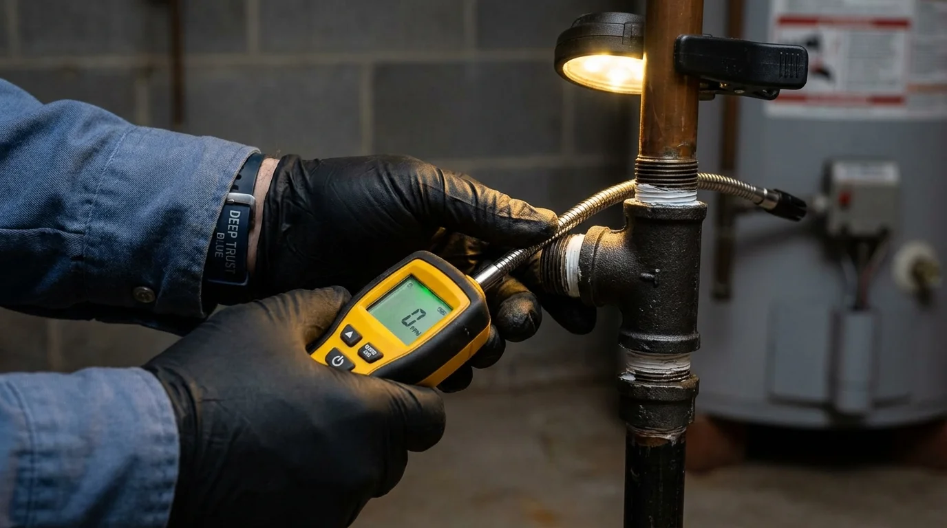 Gas leak detection with electronic sniffer by Johns Plumbing LLC in Pleasant Valley