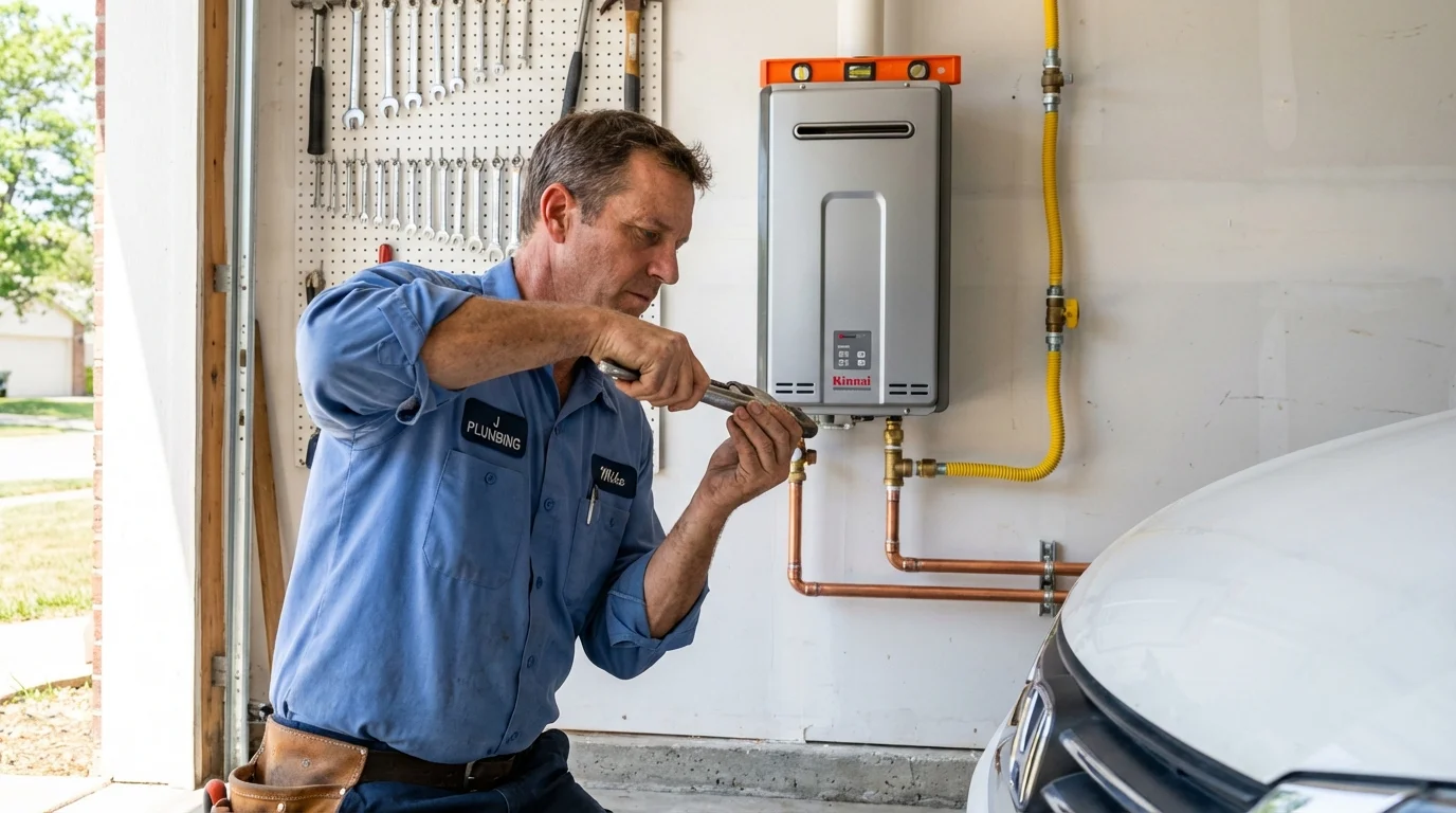 Tankless water heater installation by a Johns Plumbing LLC plumber in Pleasant Valley