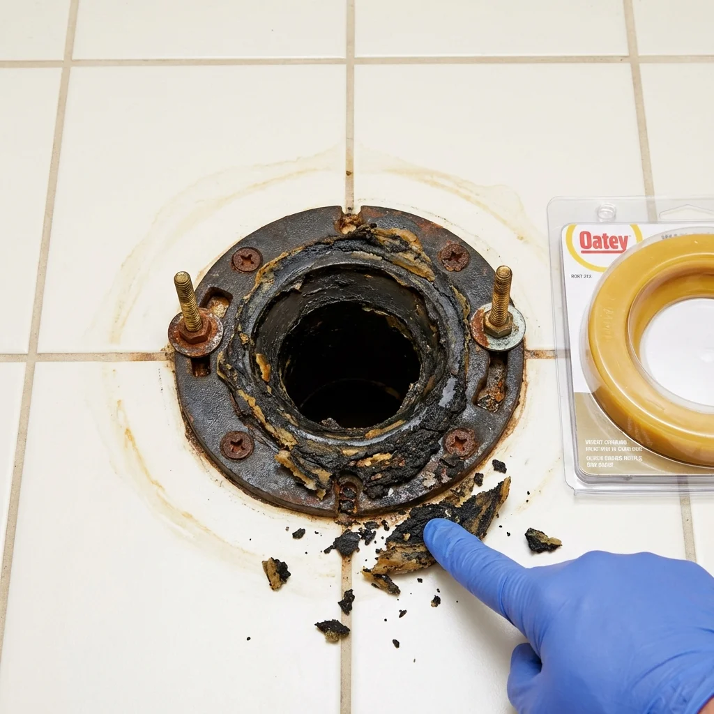Failed wax ring showing water seepage at the base of a toilet in a Pleasant Valley, NY home